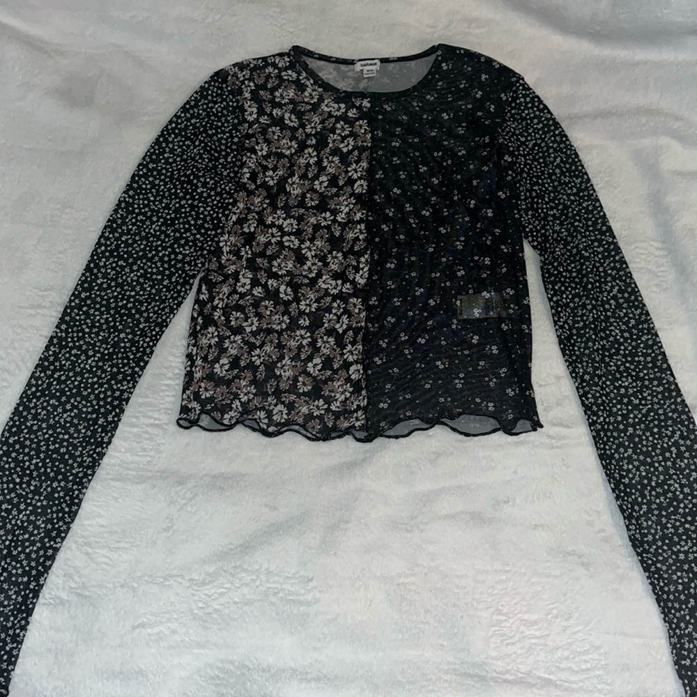 Thin see through crop top from GARAGE size medium 90% polyester 10% spandex